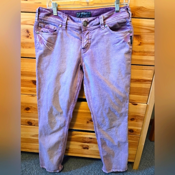 SILVER SUKI CAPRI PURPLE JEANS. SIZE 30. - Picture 1 of 13